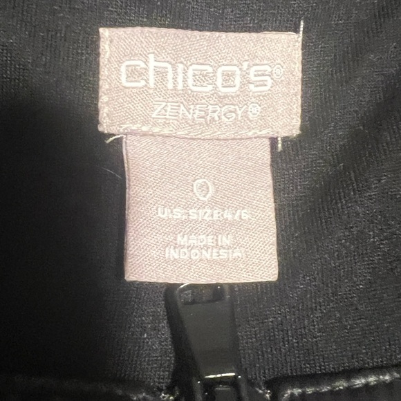 Chico’s Black/white Polka Dot Puffer Collarless Jacket Size Small - Picture 2 of 4